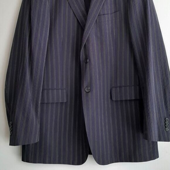 PAUL BETENLY Biella Italy Blazer Jacket Pin-Stripe Navy Men's Sz 44 L - Picture 4 of 16